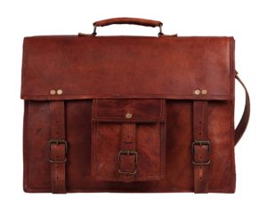 18 Inch Leather Vintage Rustic Crossbody Messenger Courier Satchel Bag Gift Men Women ~ Business Work Briefcase