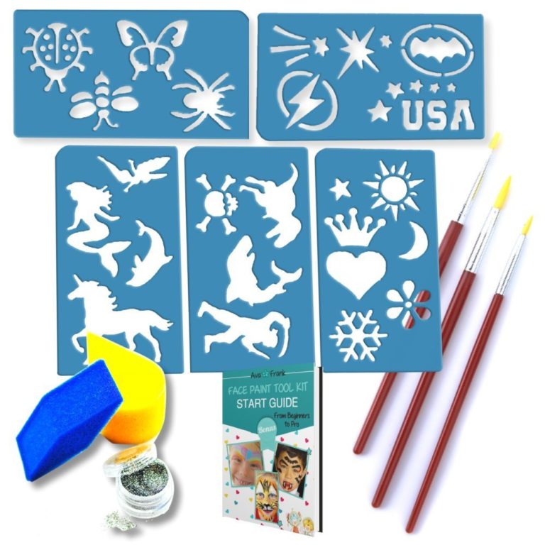 gift ideas for girls - 24 No Mess Foolproof Reusable Face and Body Paint Stencils - No Art Skills Required - for Kids 3 Up
