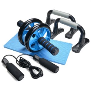 Gifts for fitness lovers - 3-In-1 AB Wheel Roller Kit - Odoland AB Roller Pro with Push-Up Bar, Jump Rope and Knee Pad - Perfect Abdominal Core Carver Fitness Workout for Abs - with Workout Guide