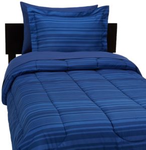 AmazonBasics 5-Piece Bed-In-A-Bag - Twin-Twin Extra Long, Blue Calvin Stripe