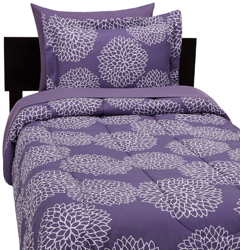 AmazonBasics 5-Piece Bed-In-A-Bag - Twin-Twin Extra Long, Purple Floral