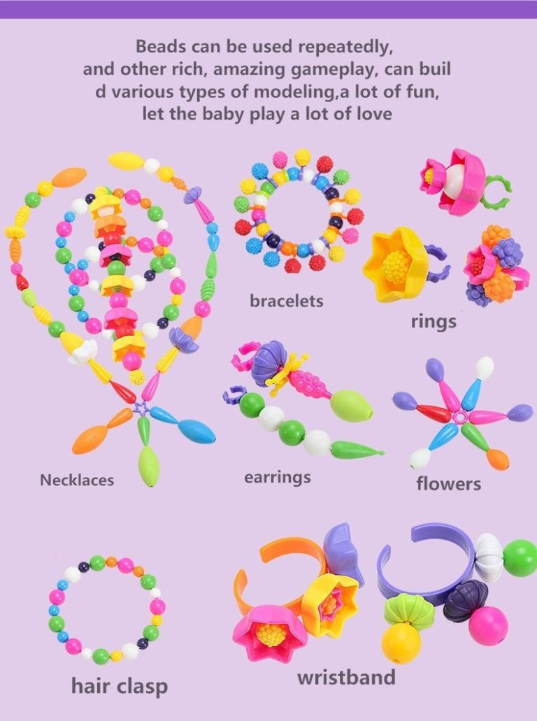 BIBNice Pop Beads Set DIY Jewelry Kit for Girls Necklace and Bracelet(350PCS)