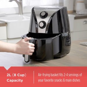 BLACK+DECKER HF110SBD PuriFry Oil Free Air Fryer, 2-Liter, Black Stainless Steel