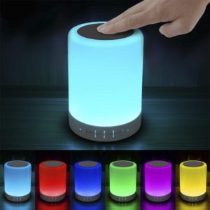 Elecstars Touch Bedside Lamp - with Bluetooth Speaker, Dimmable Color Night Light, Outdoor Table Lamp with Smart Touch Con