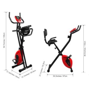 Best Home Gym Equipment - Finether Folding Adjustable Magnetic Upright Exercise Bike Fitness Equipment Work Out Machine with Padded Back and Seat Cushion, PE Foam Wrapped Handle Bars, LCD Monitor and Pulse Sens
