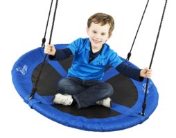 Flying Squirrel Giant Rope Swing - 40” Saucer Tree Swing - Blue - Great Outdoor Toys for Kids