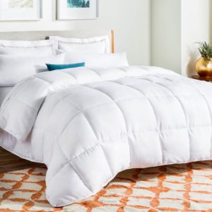 LINENSPA All-Season White Down Alternative Quilted Comforter - Corner Duvet Tabs - Hypoallergenic - Plush Microfiber Fill - Machine Washable - Duvet Insert or Stand-Alone Comforter