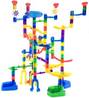 Marble Genius Marble Run Super Set - 85 Translucent Marbulous Pieces + 15 Glass Marble