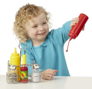 kitchen toys for girls - Melissa & Doug Condiments Set (6 pcs) - Play Food, Stainless Steel Caddy