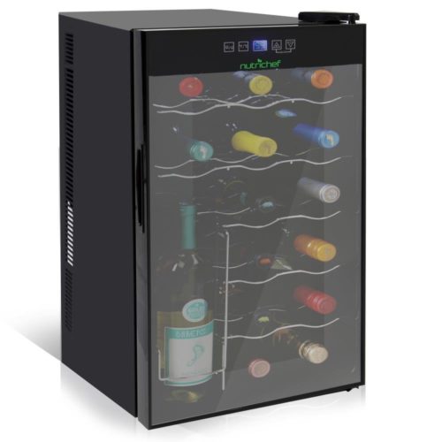 Best Gifts for Him Father's Day, Birthday, Christmas, Valentines 2018 2019 - Nutrichef 18 Bottle Thermoelectric Wine Cooler Refrigerator. Red, White, Champagne Chiller, Counter Top Wine Cellar