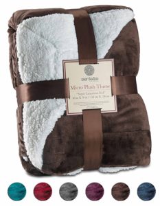 Christmas Gift Ideas for Mom - Sherpa Throw Blanket Ultra Soft Super Luxurious Warm Blanket by Genteele, 60 in X 70 in, Brown