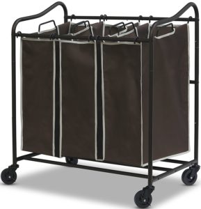 SimpleHouseware Heavy-Duty 3-Bag Laundry Sorter Cart, All Bronze