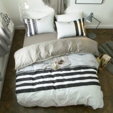 Best Dorm Bedding Sets - VClife Twin Bedding Sets Reversible Cotton Geometric Duvet Cover Sets Stripe Bedding Collection (Including 1 Duvet Cover + 2 Pillowcases), Twin