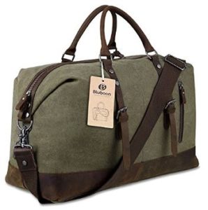 Weekender Overnight Bag Canvas Genuine Leather Travel Duffel Tote