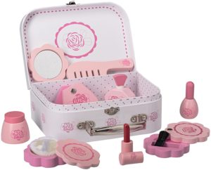 gift ideas for girls - Wooden Girls Pretend Beauty Playset With All Beauty Accessories By Dragon Drew (10 PC Set)